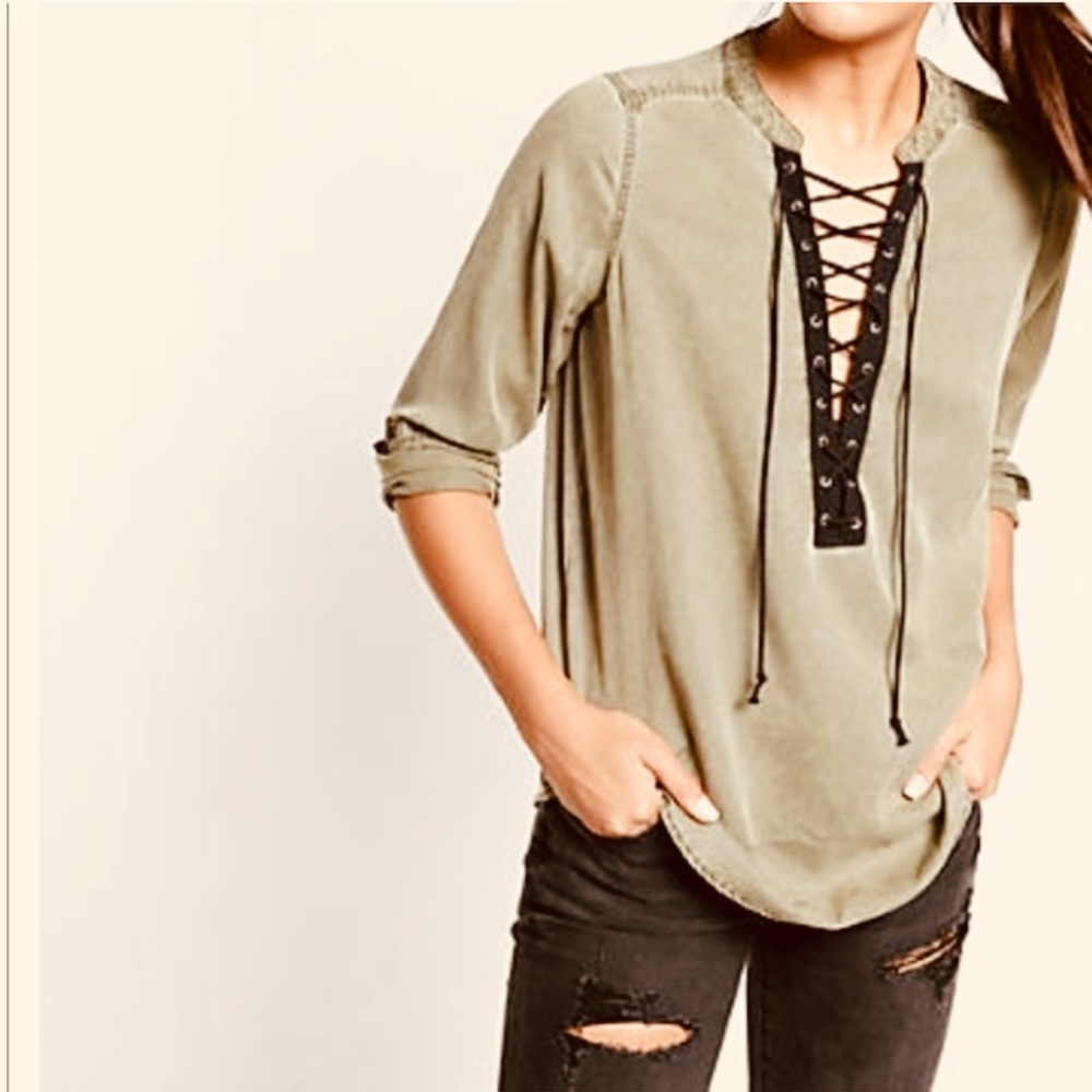 Express lace up long sleeve top